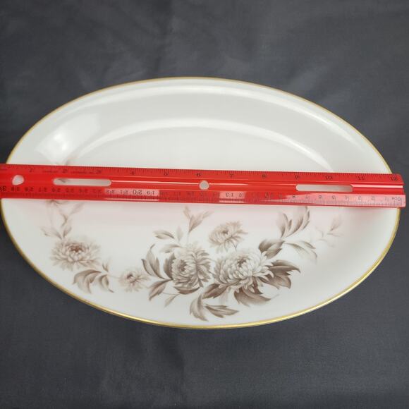 Noritake Japan 5142 LASALLE 12" Brown & White Oval Serving Platter w/ Gold Trim - Picture 5 of 7